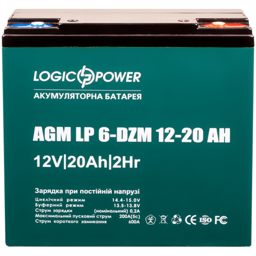 Акумуляторна батарея LogicPower LP 6-DZM-12-20, AGM свинцево-кислотний (5438) (LP5438) - 1