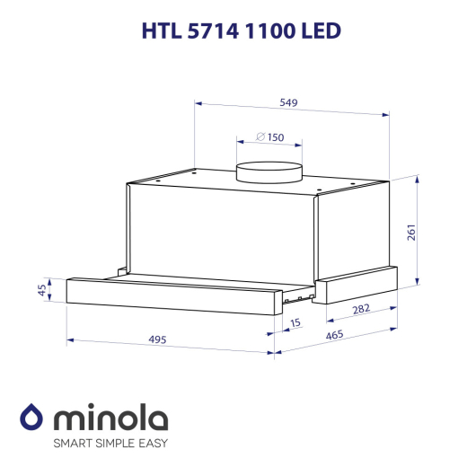 Витяжка Minola HTL 5714 WH 1100 LED - 11