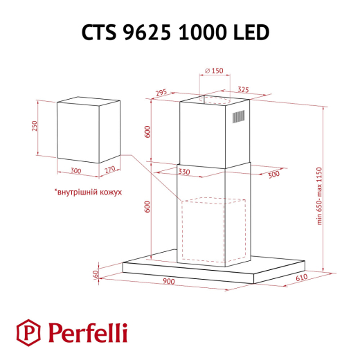 Витяжка Perfelli CTS 9625 I 1000 LED - 12