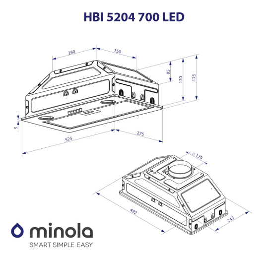 Витяжка Minola HBI 5204 I 700 Led - 9