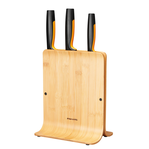 Набір ножів з бамбуковою підставкою Fiskars Functional Form, 3 шт (1057553) - 1