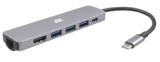 Адаптер USB-C Slim Aluminum Multi-Port 6in1  2Е W-2684 (2EW-2684) - 1