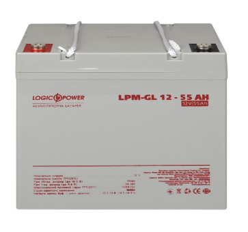 Акумулятор для ДБЖ LogicPower LPM-GL 12V - 55 Ah (15266) - 1