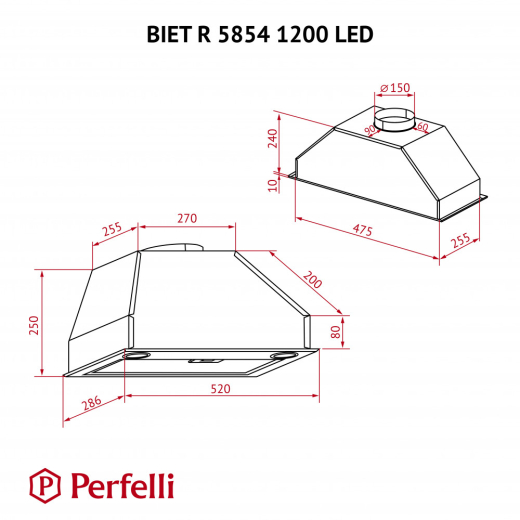 Вытяжка полновстраиваемая Perfelli BIET R 5854 I 1200 LED - 10
