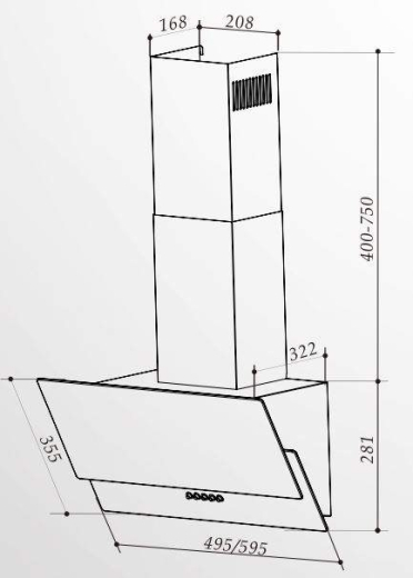 Витяжка Interline GOLF BK A/60/PB/GL/T - 15