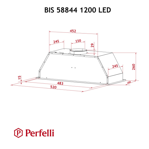 Повновбудована витяжка Perfelli BIS 58844 WH 1200 LED - 10