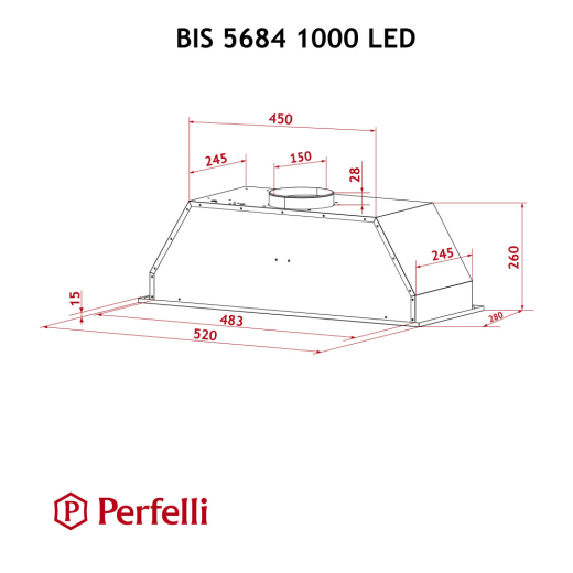 Полновстраиваемая вытяжка Perfelli BIS 5684 WH 1000 LED - 9