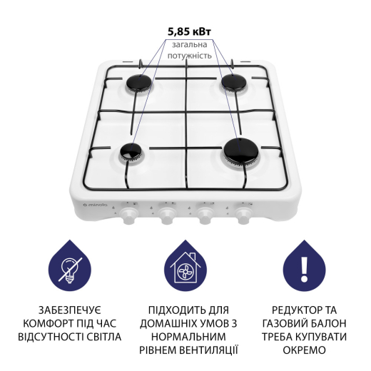 Настільна плита Minola TGH 400 WH - 3