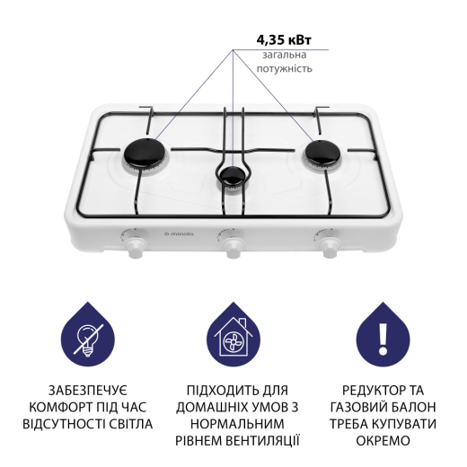 Настільна плита Minola TGH 300 WH - 3