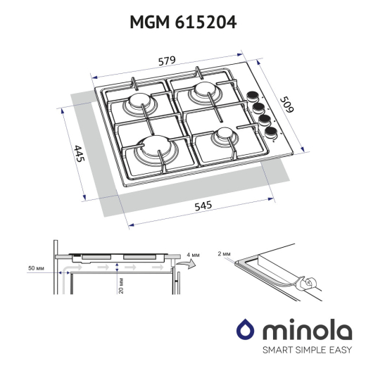 Варочная поверхность Minola MGM 615204 BL - 9