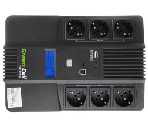 Линейно-интерактивное ИБП Green Cell UPS AiO (600VA/360W, 6x Schuko, AVR, LCD) (UPS06) - 2