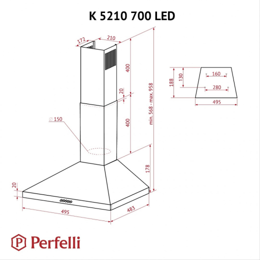 Вытяжка купольная Perfelli K 5210 I 700 LED - 10