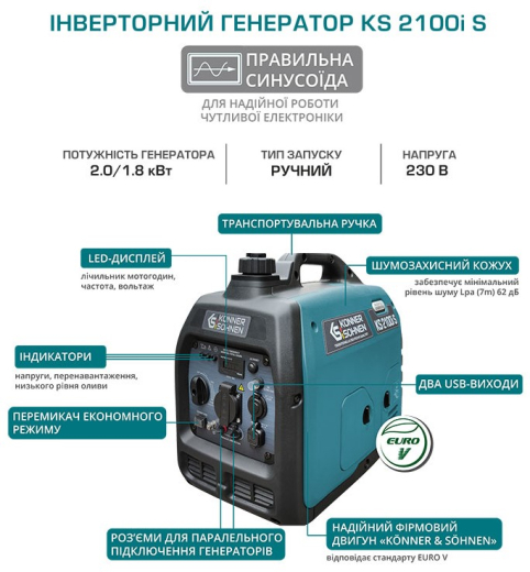 Генератор інверторний Konner&Sohnen KS 2100i S - 11