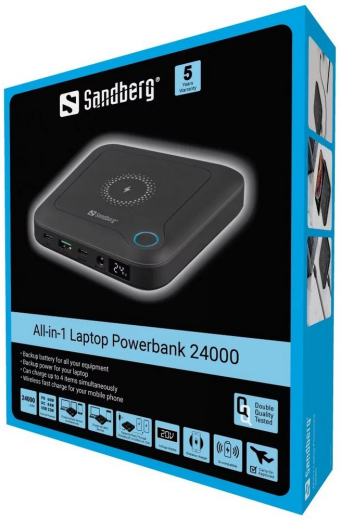 Повербанк Sandberg All-in-1 Laptop 24000mAh 12-24V/4А PD (420-57) - 6