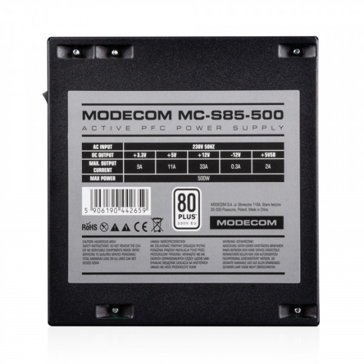 Блок живлення Modecom MC-S85-500 Bulk 500W (ZAS-MC85-CL-500-ATX-APFC) - 5