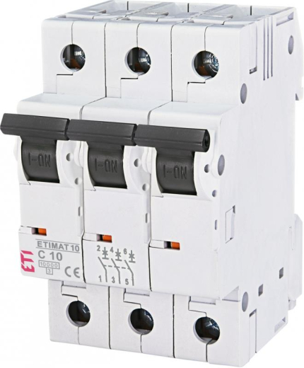 Автоматичний вимикач ETI, ETIMAT 10 3p C 10А (10 kA) (2135714) - 1