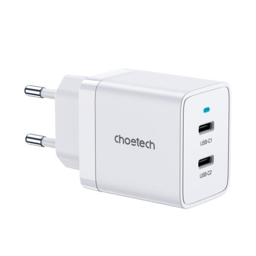 Зарядний пристрій Choetech 2хUSB-C 40W PD QC3.0 Q5006 білий (Q5006-EU-WH) - 1