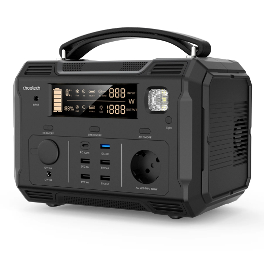 Зарядна станція Choetech BS004 (500Вт/г) QC 3.0, USB-C PD100 Вт (BS004-EU-BK) - 2
