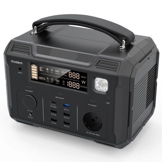 Зарядна станція Choetech BS004 (500Вт/г) QC 3.0, USB-C PD100 Вт (BS004-EU-BK) - 3
