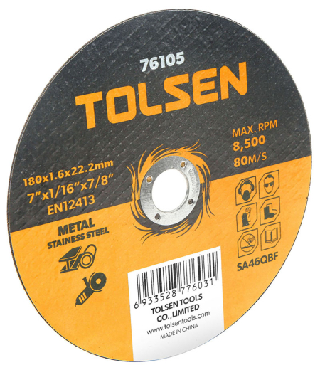 Диск відрізний по металу/нержавійці Tolsen 230х2.0х22.2мм (76107) - 1