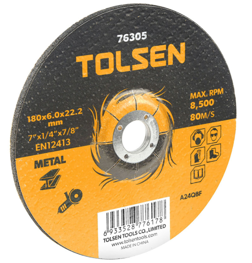 Диск шлифовальный по металлу Tolsen 180х6.0х22.2мм (76305) - 1