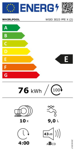 Посудомоечная машина Whirlpool WSIO3O23PFEX - 11