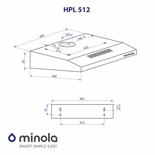 Плоска витяжка Minola HPL 512 BL - 11