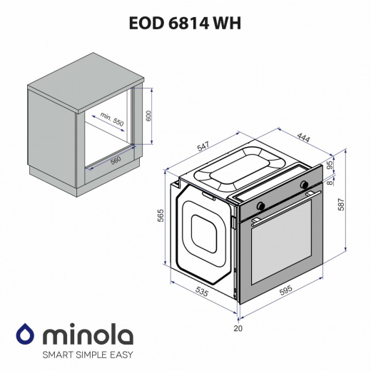 Духовой шкаф электрический Minola EOD 6814 WH - 14
