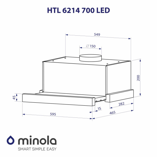 Вытяжка телескопическая Minola HTL 6214 BLF 700 LED - 10