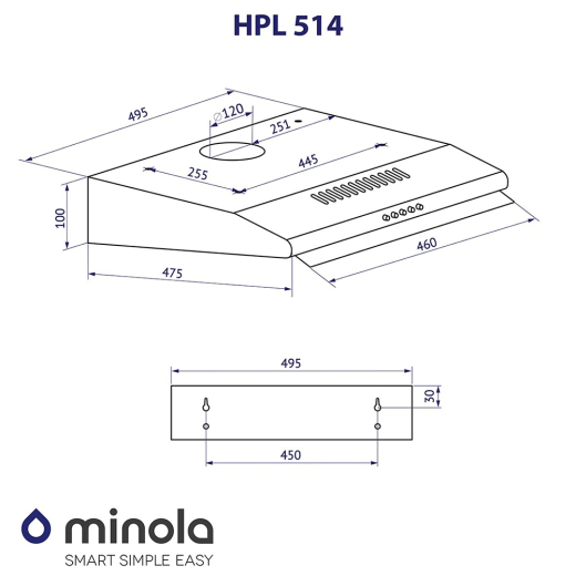 Вытяжка плоская Minola HPL 514 BL - 11