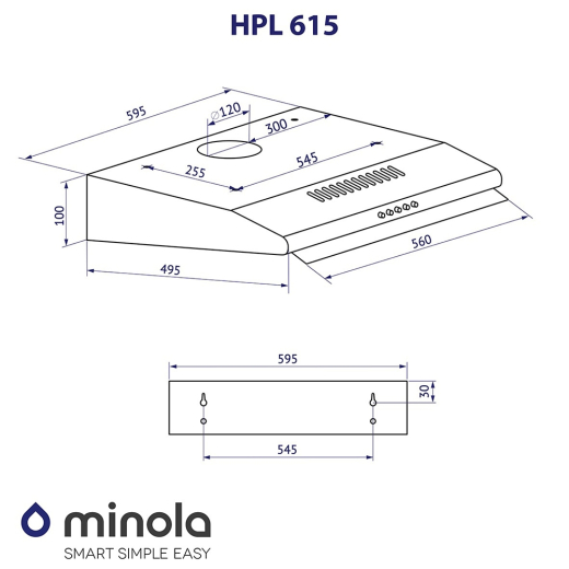 Витяжка плоска Minola HPL 615 WH - 11