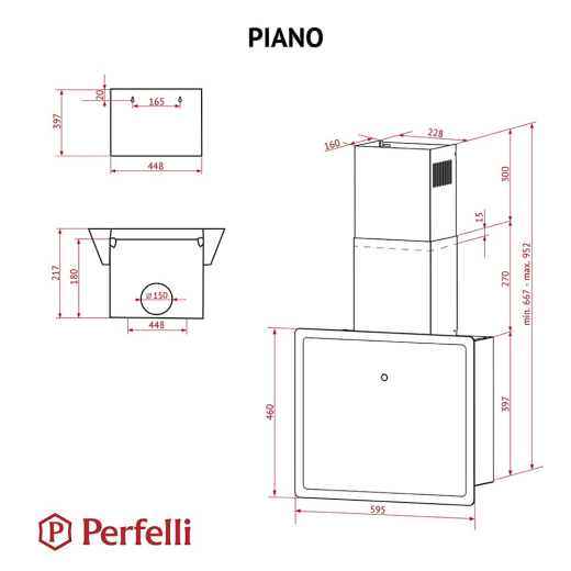 Вытяжка декоративная наклонная Perfelli PIANO NERO - 12