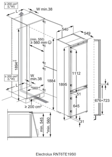 Вбудований холодильник з морозильною камерою Electrolux RNT6TE19S0 - 8