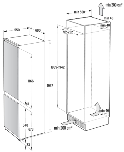 Встраиваемый холодильник с морозильной камерой Gorenje NRKI619EA3 - 12