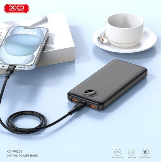Зовнішній акумулятор (павербанк) XO PR238 10000 mAh PD20W + QC22.5W Black (PR238_Black) - 4