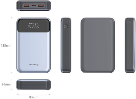 Внешний аккумулятор (павербанк) Swissten 20000mAh 100W Silver (22013932) - 3