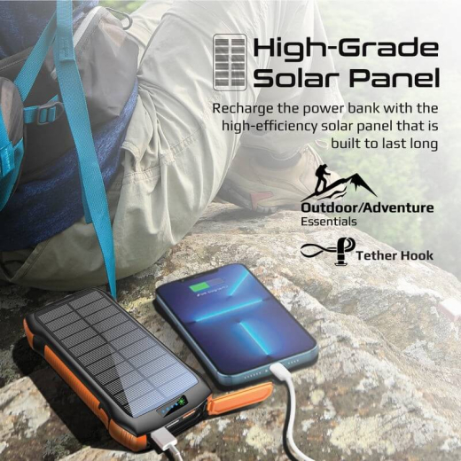 Зовнішній акумулятор (павербанк) із сонячною панеллю Promate SolarTank-20PDQI 20W 20000mAh Black (solartank-20pdqi.black) - 9