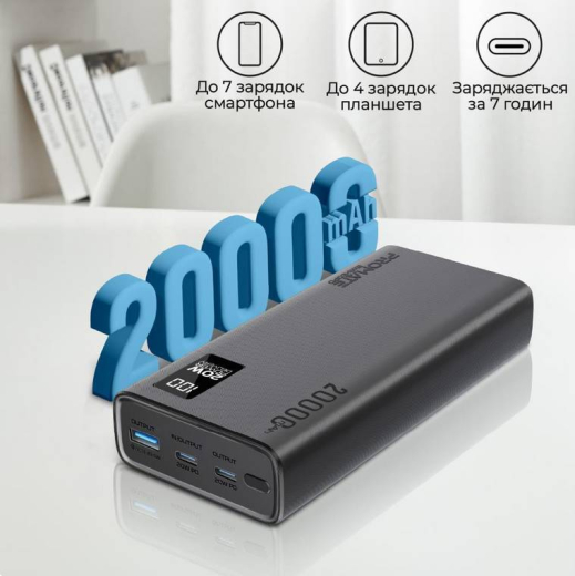 Зовнішній акумулятор (павербанк) Promate Bolt-20PD 20000mAh Black (bolt-20pd.black) - 2