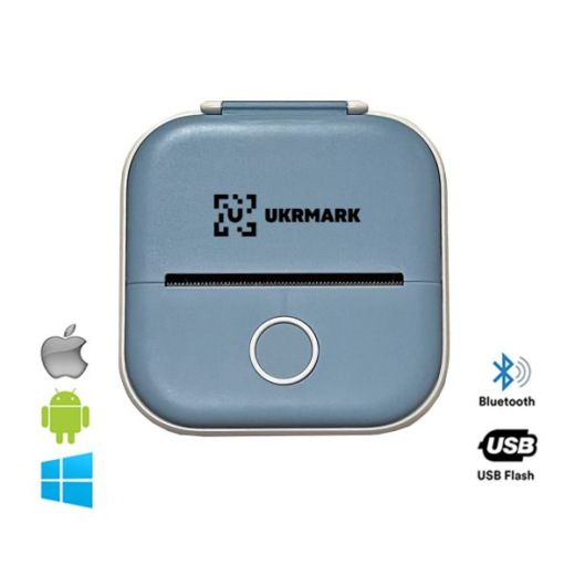 Принтер чеків UKRMARK P02BL Bluetooth, блакитний (900936) - 1