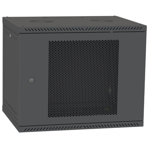 Шкаф телекоммуникационный двери IPCOM 12U 600x600 перфорация (черный) - 1