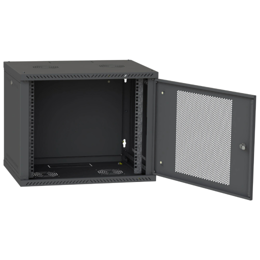 Шкаф телекоммуникационный двери IPCOM 12U 600x600 перфорация (черный) - 2