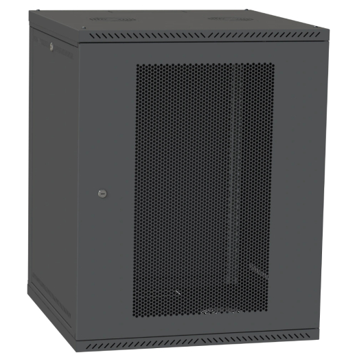 Шкаф телекоммуникационный двери IPCOM 15U 600x600 перф(черный) - 1