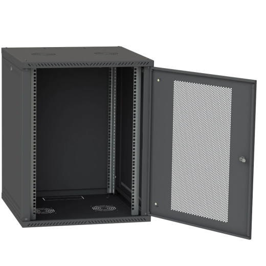 Шкаф телекоммуникационный двери IPCOM 15U 600x600 перф(черный) - 2