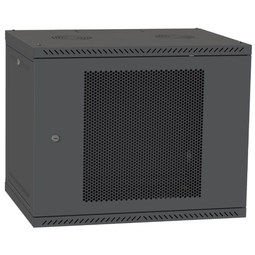 Шкаф телекоммуникационный двери IPCOM 9U 600x600 перф (черный) - 1