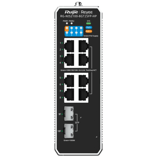 Комутатор 8 портів керований Ruijie Reyee RG-NIS2100-8GT2SFP-HP PoE++ - 1