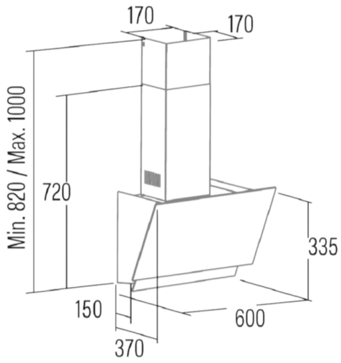 Витяжка похила Cata Juno 6000 gbk (02027700) - 2