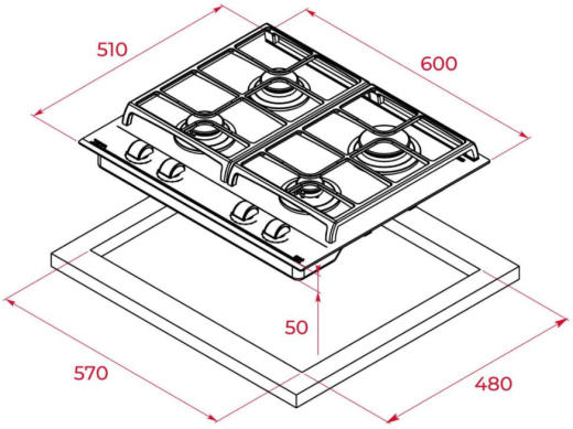 Газова варильна поверхня Teka GZC 64300 XBN (112570034) - 7
