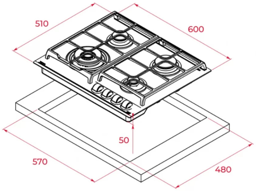 Газовая варочная поверхность Teka GZC 64320 XBN ST (112570099) - 7
