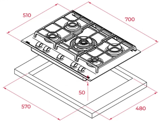 Газовая варочная поверхность Teka GZC 75330 XBN (112570061) - 8