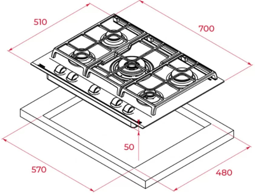 Газова варильна поверхня Teka GZC 75330 XBN ST (112570101) - 7